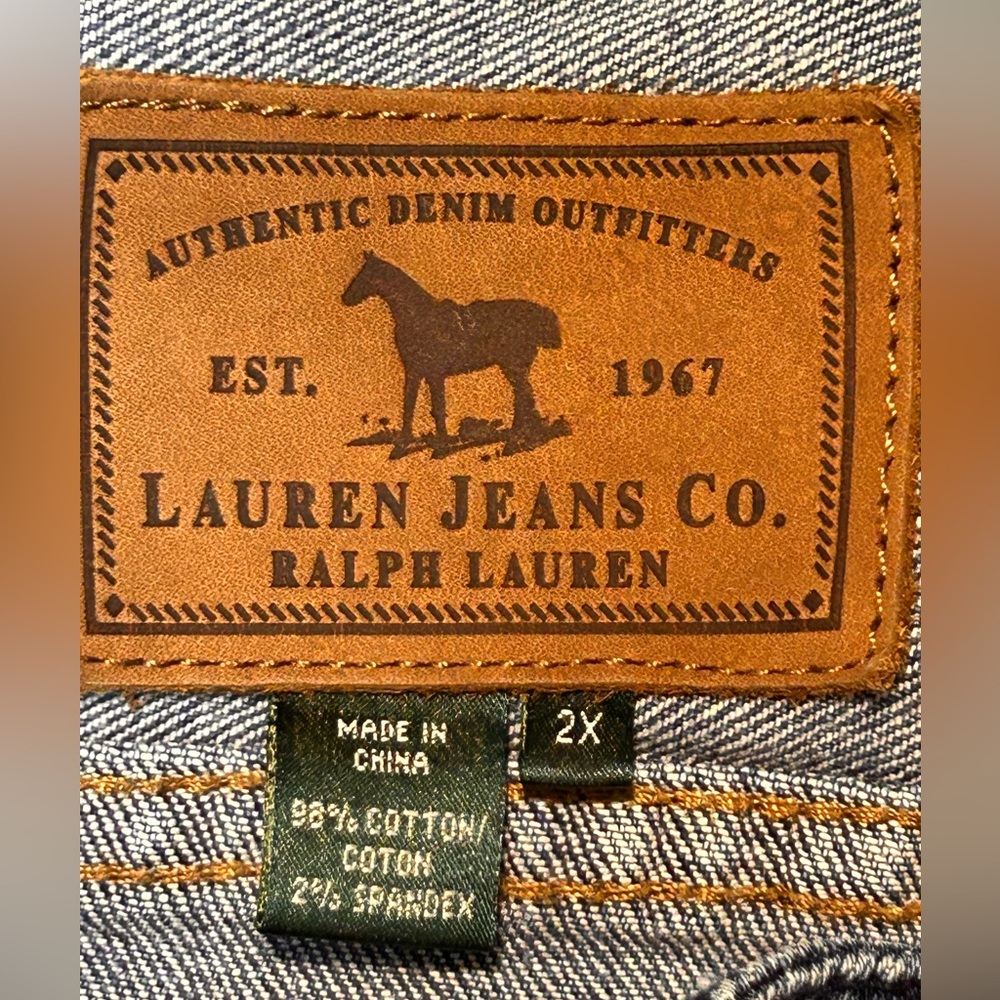 Vintage Y2K Lauren Jeans‎ Co Ralph Lauren Denim Zip Front Stretch Jean Jacket 2X - Picture 3 of 13
